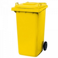 Mülltonne 240 Liter, Kunststoff, mit Rollen, gelb