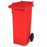 Mülltonne 80 Liter, Kunststoff, mit Rollen, rot 