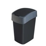Abfallbehälter mit Schwing- oder Klappdeckel, PP, BxTxH 260x340x470 mm, Inhalt 25 Liter, schwarz anthrazit-S