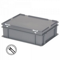 Mehrwegbehälter / Versandbehälter mit Deckel, Euro-Format, LxBxH 400 x 300 x 130 mm, grau
