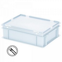 Mehrwegbehälter / Versandbehälter mit Deckel, Euro-Format, LxBxH 400 x 300 x 130 mm, weiß