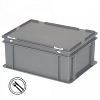 Mehrwegbehälter / Versandbehälter mit Deckel, Euro-Format, LxBxH 400 x 300 x 180 mm, grau