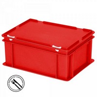 Mehrwegbehälter / Versandbehälter mit Deckel, Euro-Format, LxBxH 400 x 300 x 180 mm, rot