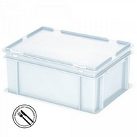 Mehrwegbehälter / Versandbehälter mit Deckel, Euro-Format, LxBxH 400 x 300 x 180 mm, weiß