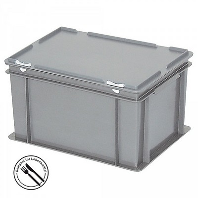 Mehrwegbehälter / Versandbehälter mit Deckel, Euro-Format, LxBxH 400 x 300 x 230 mm, grau
