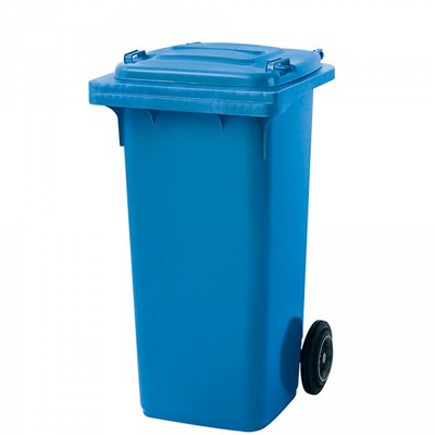 Mülltonne 120 Liter, Kunststoff, mit Rollen, blau