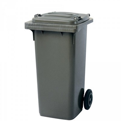 Mülltonne 120 Liter, Kunststoff, mit Rollen, grau