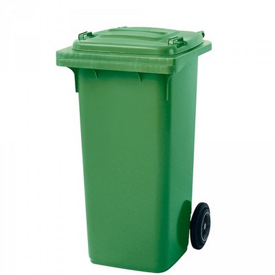 Mülltonne 120 Liter, Kunststoff, mit Rollen, grün