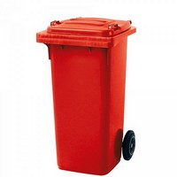 Mülltonne 120 Liter, Kunststoff, mit Rollen, rot