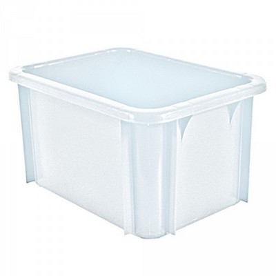 Stapelbarer Schwerlastbehälter aus Kunststoff, weiß lebensmittelecht, 18 Liter, Außenmaße LxBxH 400 x 300 x 215 mm
