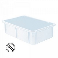 Stapelbarer Schwerlastbehälter aus Kunststoff, weiß lebensmittelecht, 30 Liter, Außenmaße LxBxH 600 x 400 x 165 mm