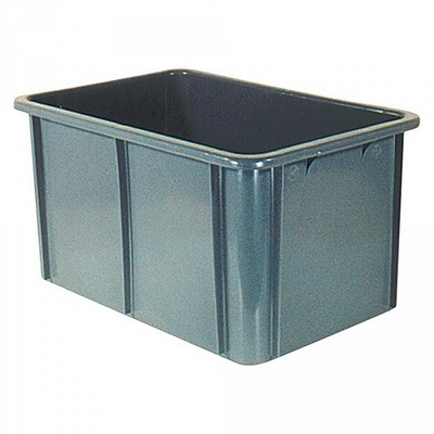 Stapelbarer Schwerlastbehälter aus Kunststoff, grau, lebensmittelecht, 60 Liter, Außenmaße LxBxH 600 x 400 x 320 mm