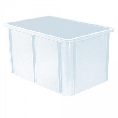 Stapelbarer Schwerlastbehälter aus Kunststoff, weiß lebensmittelecht, 60 Liter, Außenmaße LxBxH 600 x 400 x 320 mm