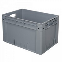 Stapelbehälter für schwere Lasten, PP-Kunststoff grau / lebensmittelecht - LxBxH 600 x 400 x 420 mm, 80 Liter