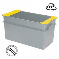 Volumenbox aus Polypropylen-Kunststoff (PP), lebensmittelecht, stapelbar / mit Stapelklappen, LxBxH 790 x 400 x 410 mm, 100 Liter, Farbe: grau