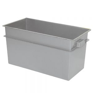 Volumenbox aus Polypropylen-Kunststoff (PP), lebensmittelecht, stapelbar, LxBxH 790 x 400 x 410 mm, 100 Liter, Farbe grau-S