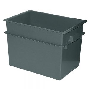 Volumenbox aus Polypropylen-Kunststoff (PP), lebensmittelecht, stapelbar, LxBxH 790 x 600 x 550 mm, 200 Liter, Farbe schwarz-S