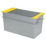 Volumenbox aus Polypropylen-Kunststoff (PP), lebensmittelecht, stapelbar mit Stapelklappen, LxBxH 790 x 400 x 410 mm, 100 Liter, Farbe grau-S