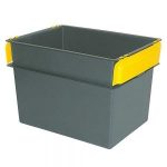 Volumenbox aus Polypropylen-Kunststoff (PP), lebensmittelecht, stapelbar, mit Stapelklappen, LxBxH 790 x 600 x 550 mm, 200 Liter, Farbe schwarz-S