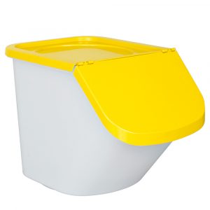 Zutatenbehälter 40 Liter, 28 kg Mehl oder 40 kg Zucker, Polypropylen (PP), LxBxH 610 x 430 x 450 mm, weiß/gelb