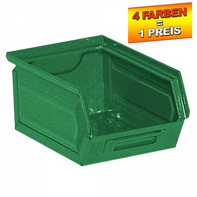 Sichtlagerkasten SB7, stapelbar, LxBxH 230/200x140x130 mm, Inhalt 3,5 Liter, Stahlblech/lackiert, Farbe: grün