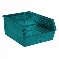 Sichtlagerkasten SB0, stapelbar, LxBxH 700/630x450x300 mm, Inhalt 83 Liter, Stahlblech lackiert/Farbe: blaugrün