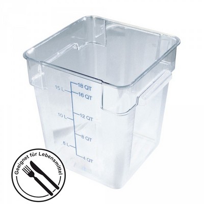 Transparenter Vorratsbehälter 17 Liter für Lebensmittel - LxBxH 280 x 280 x 320 mm