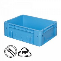 Geschlossener Systembehälter mit 2 Griffleisten, Polypropylen-Kunststoff (PP), Euro-Format LxBxH 400 x 300 x 120 mm, blau