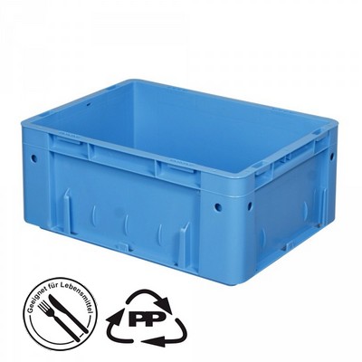 Geschlossener Systembehälter mit 2 Griffleisten, Polypropylen-Kunststoff (PP), Euro-Format LxBxH 400 x 300 x 175 mm, blau