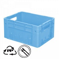 Geschlossener Systembehälter mit 2 Grifföffnungen, Polypropylen-Kunststoff (PP), Euro-Format LxBxH 400 x 300 x 210 mm, blau