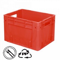 Geschlossener Systembehälter mit 2 Grifföffnungen, Polypropylen-Kunststoff (PP), Euro-Format LxBxH 400 x 300 x 270 mm, rot