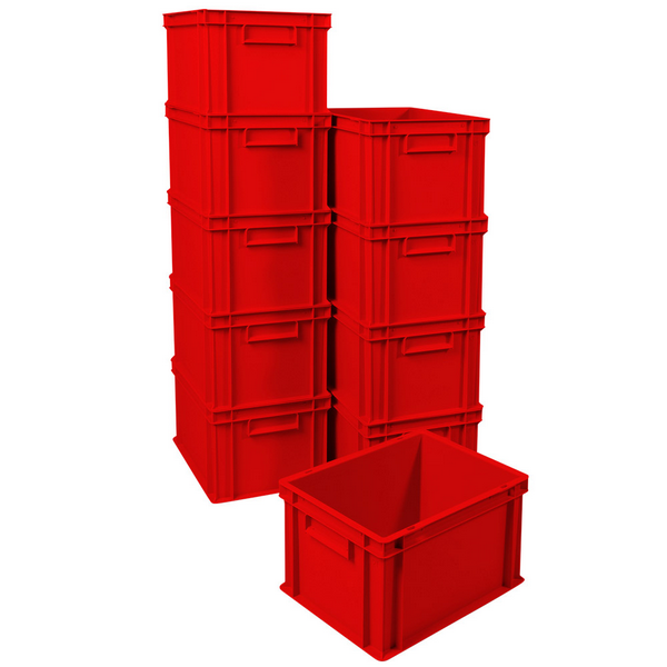10x Euro-Stapelbehälter 400x300x235 mm, rot, lebensmittelecht