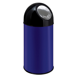 Push-Abfallbehälter mit Innenbehälter, blau, Inhalt 30 Liter, HxØ 540x310 mm