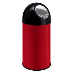 Push-Abfallbehälter mit Innenbehälter, rot, Inhalt 30 Liter, HxØ 540x310 mm