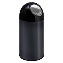 Push-Abfallbehälter mit Innenbehälter, met./schw., Inhalt 30 Liter, HxØ 540x310 mm