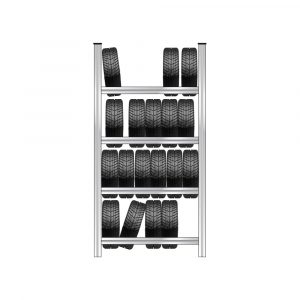 Reifenregal mit 4 Reifenebenen, verzinkt, Stecksystem, BxTxH 1280x425x2500 mm-s