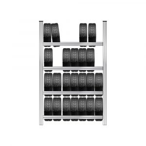 Reifenregal mit 4 Reifenebenen, verzinkt, Stecksystem, BxTxH 1580x425x2500 mm-s