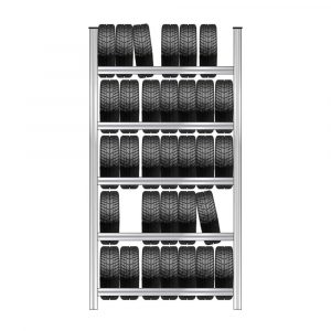 Reifenregal mit 5 Reifenebenen, verzinkt, Stecksystem, BxTxH 1580x425x3000 mm-s