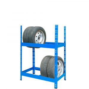 Reifenregal mit 2 Regalebenen, Stecksystem, BxTxH 800x500x1200 mm, geeignet für Reifen bis Ø 680 mm