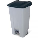 Tret-Abfallbehälter mit Rollen, PP, BxTxH 510x430x880 mm, 120 Liter, grau/schwarz_s