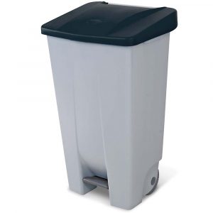 Tret-Abfallbehälter mit Rollen, PP, BxTxH 510x430x880 mm, 120 Liter, grau/schwarz