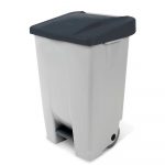 Tret-Abfallbehälter mit Rollen, PP, BxTxH 490x420x740 mm, 80 Liter, grau/schwarz_s