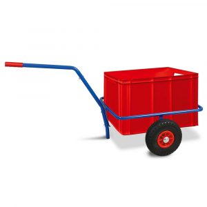 Handwagen mit Kunststoffkasten, H 420 mm, rot, LxBxH 1250x640x660 mm, Tragkraft 200 kg_s